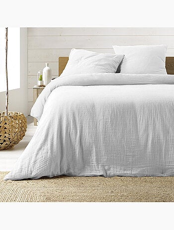 Parure de lit 240 x 220 cm + 2 taies en gaze de coton 57 fils angelia blanc