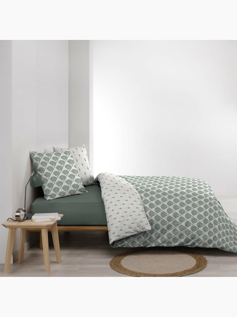 Parure de lit 240x220 cm + 2 taies – microfibre imprimée diane – motif vert d’eau & or Blanc - Kiabi