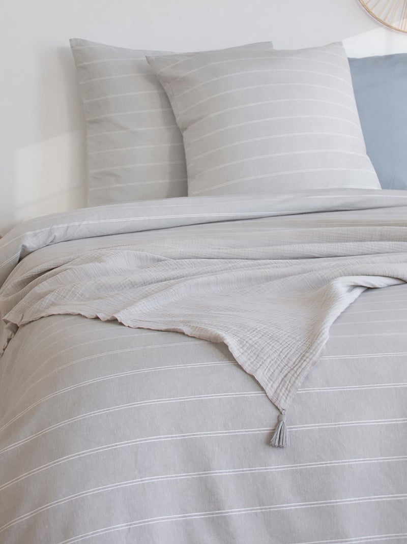 Parure de lit 3 pièces - 1 housse de couette + 2 taies d'oreiller Beige - Kiabi