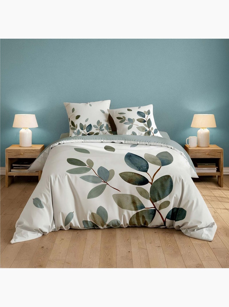 Parure de lit 3 pièces 100% coton 42 fils joyce Bleu - Kiabi