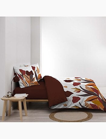 Parure de lit 3 pièces 100 % coton imprimé à motif floral housse + taies