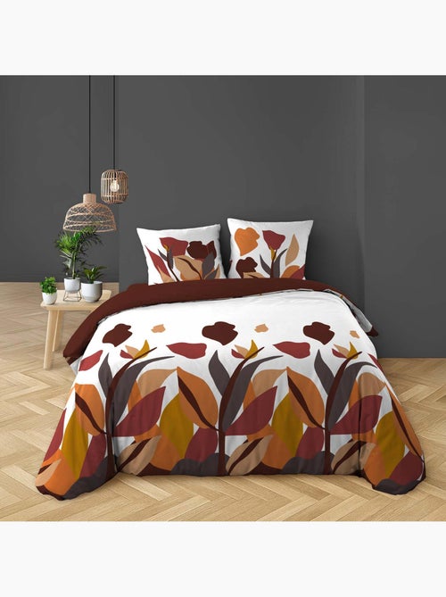 Parure de lit 3 pièces 100 % coton imprimé à motif floral housse + taies - Kiabi