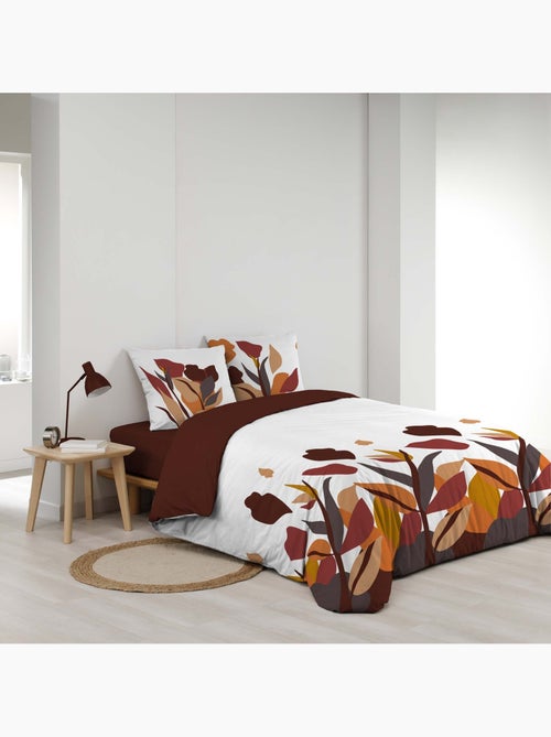 Parure de lit 3 pièces 100 % coton imprimé à motif floral housse + taies - Kiabi