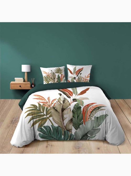 Parure de lit 3 pièces 100 % coton imprimé à motif tropical housse + taies - Kiabi Parure de lit 3 pièces 100 % coton imprimé à motif tropical housse + taies - Kiabi