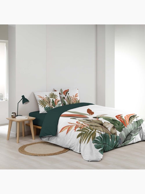 Parure de lit 3 pièces 100 % coton imprimé à motif tropical housse + taies - Kiabi Parure de lit 3 pièces 100 % coton imprimé à motif tropical housse + taies - Kiabi