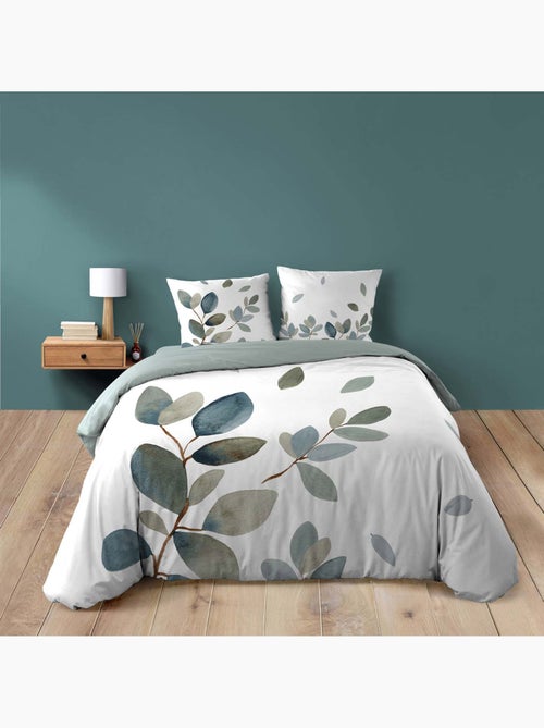 Parure de lit 3 pièces 100 % coton imprimé à motif végétal housse + taies - Kiabi