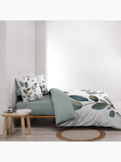 Parure de lit 3 pièces 100 % coton imprimé à motif végétal housse + taies - Kiabi