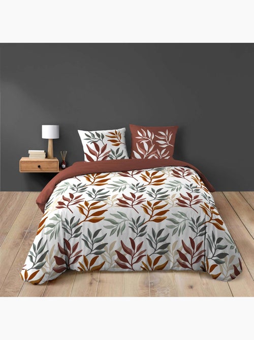 Parure de lit 3 pièces 100 % coton imprimé à motif végétal housse + taies - Kiabi Parure de lit 3 pièces 100 % coton imprimé à motif végétal housse + taies - Kiabi