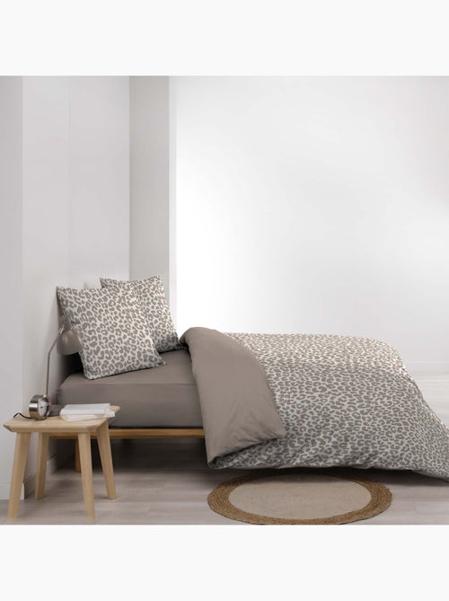 Parure de lit 3 pièces 100 % coton imprimé léopard housse + taies - Kiabi
