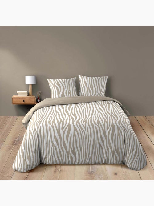 Parure de lit 3 pièces 100 % coton imprimé zèbre housse + taies - Kiabi