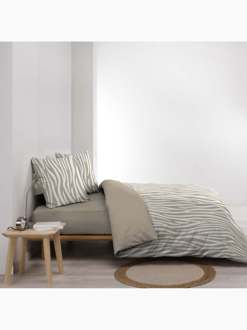 Parure de lit 3 pièces 100 % coton imprimé zèbre housse + taies - Kiabi