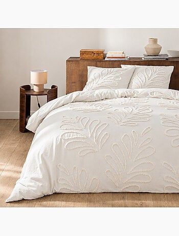 Parure de lit 3 pièces 100% coton tufté housse + taies