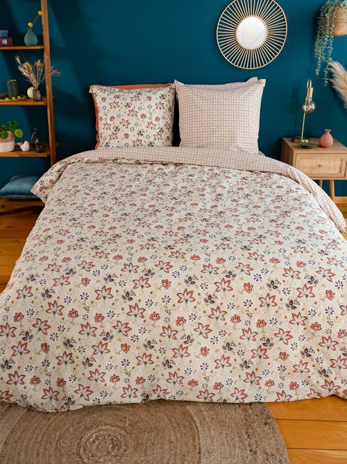 Parure de lit 3 pièces 2 personnes - Housse de couette + 2 taies d'oreiller - Kiabi
