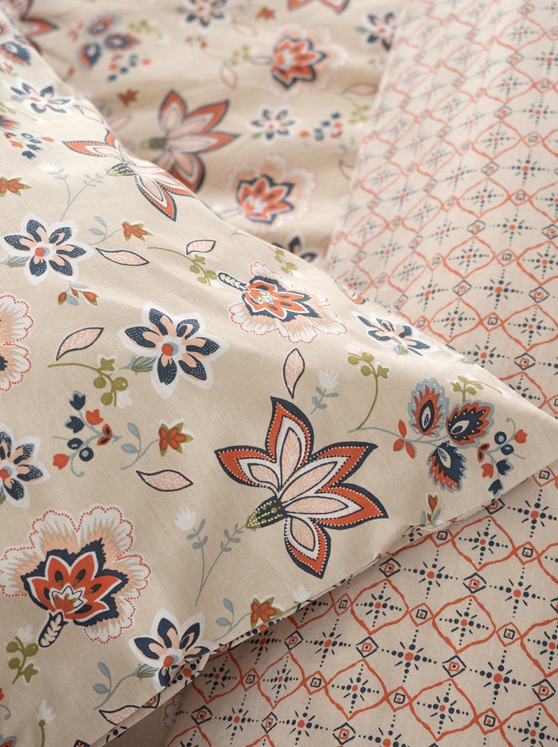 Parure de lit 3 pièces 2 personnes - Housse de couette + 2 taies d'oreiller Beige - Kiabi