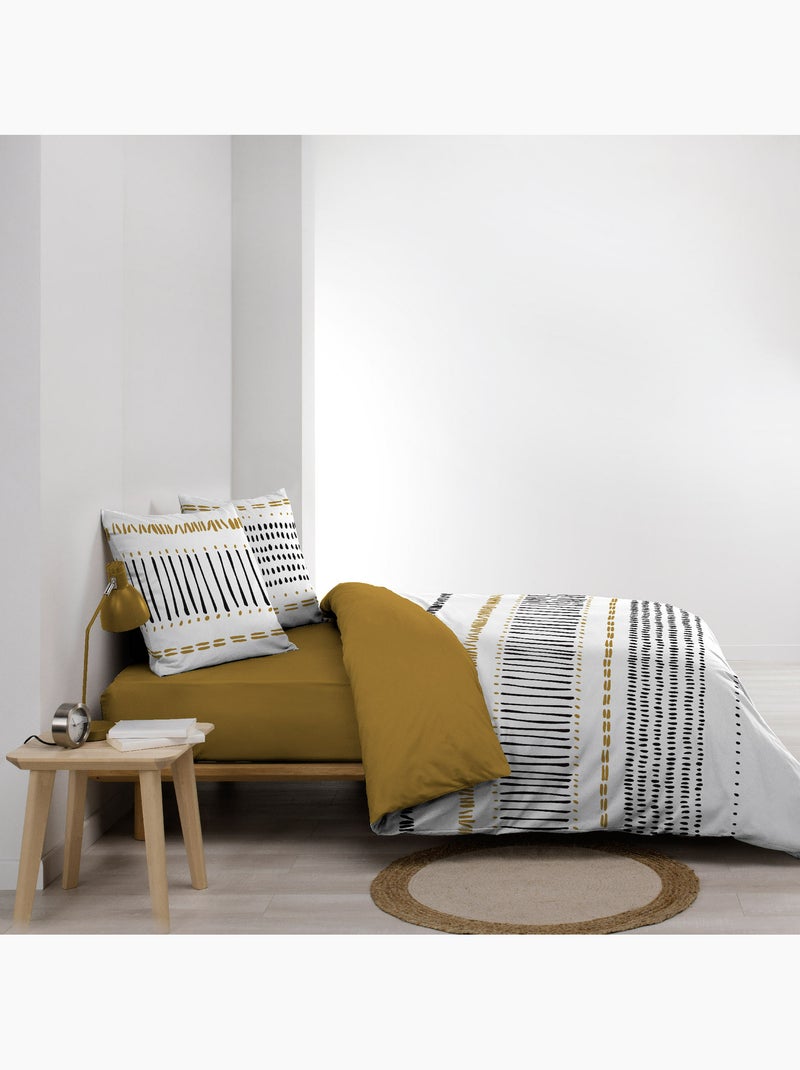 Parure de lit 3 pièces – 240 x 220 cm – 100% coton – 42 fils chicago Jaune - Kiabi