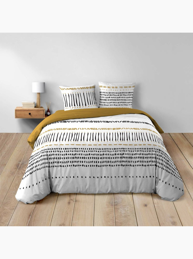 Parure de lit 3 pièces – 240 x 220 cm – 100% coton – 42 fils chicago Jaune - Kiabi