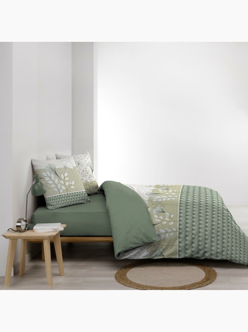 Parure de lit 3 pièces – 240 x 220 cm – 100% coton – 42 fils poetine Vert - Kiabi