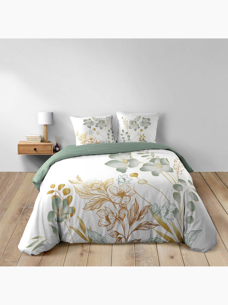 Parure de lit 3 pièces 240 x 220 cm – coton 42 fils – lolita Vert - Kiabi
