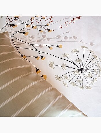 Parure de lit 3 pièces à fleurs verso rayures