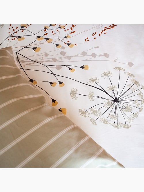 Parure de lit 3 pièces à fleurs verso rayures - Kiabi