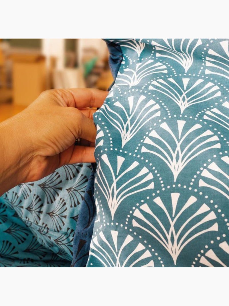 Parure de lit 3 pièces à motifs géométriques réversible Bleu - Kiabi