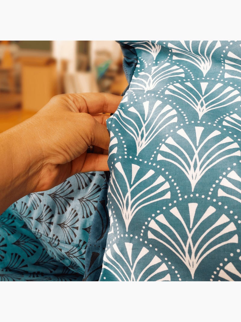 Parure de lit 3 pièces à motifs géométriques réversible Bleu - Kiabi