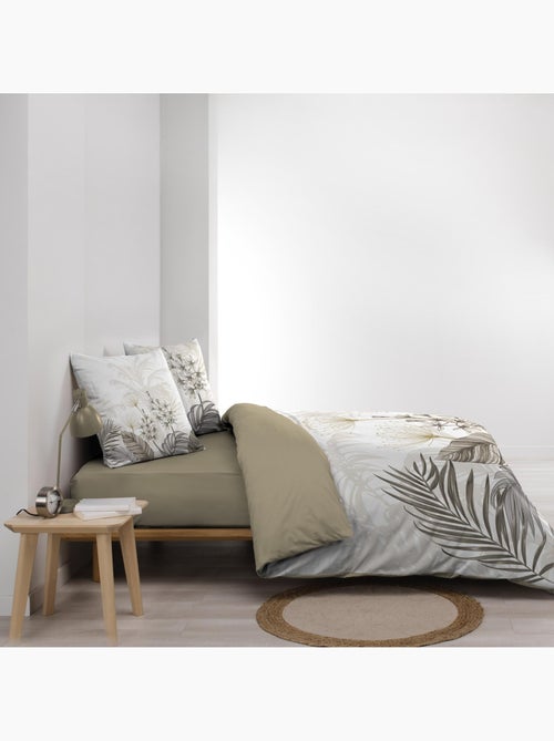 Parure de lit 3 pièces coton motif feuillage floral housse + 2 taies - Kiabi