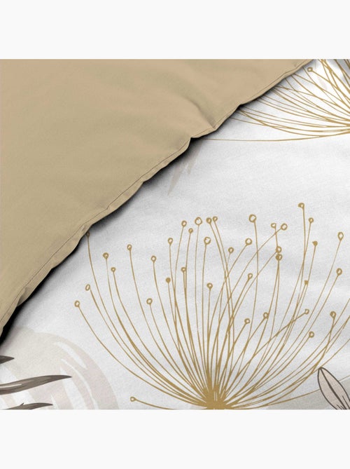 Parure de lit 3 pièces coton motif feuillage floral housse + 2 taies - Kiabi