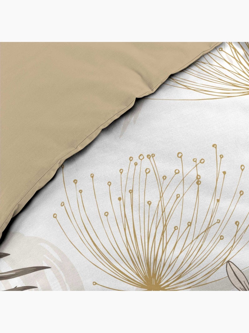 Parure de lit 3 pièces coton motif feuillage floral housse + 2 taies Blanc - Kiabi