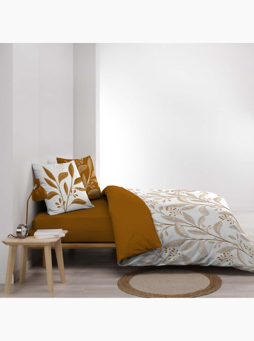 Parure de lit 3 pièces en coton à motif feuilles housse + taies - Kiabi