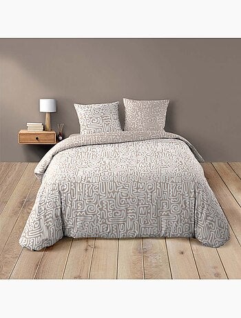 Parure de lit 3 pièces en coton à motif géométrique housse + taies