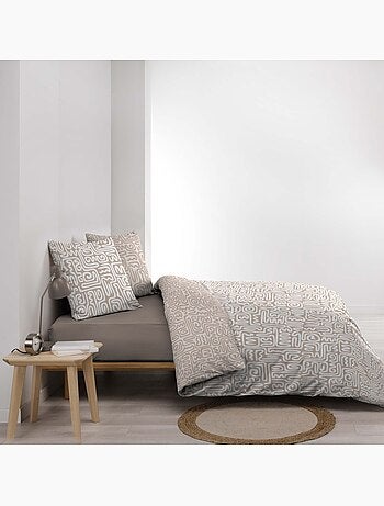 Parure de lit 3 pièces en coton à motif géométrique housse + taies