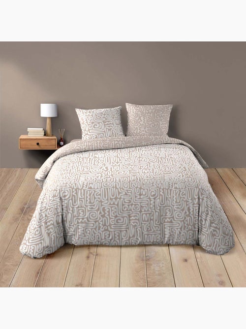 Parure de lit 3 pièces en coton à motif géométrique housse + taies - Kiabi