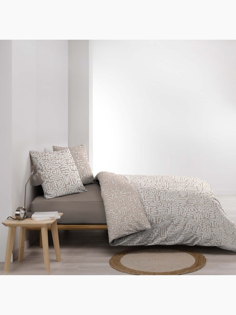 Parure de lit 3 pièces en coton à motif géométrique housse + taies Vert - Kiabi