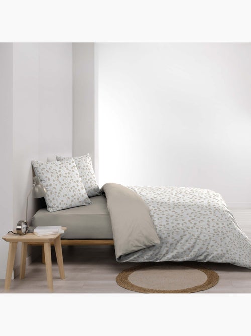 Parure de lit 3 pièces en coton à motif petites feuilles housse + taies - Kiabi
