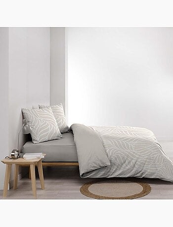 Parure de lit 3 pièces en coton feuille design housse + taies