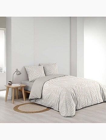 Parure de lit 3 pièces en coton feuille design housse + taies