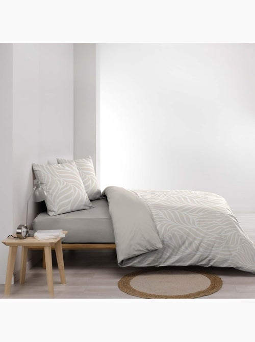 Parure de lit 3 pièces en coton feuille design housse + taies - Kiabi