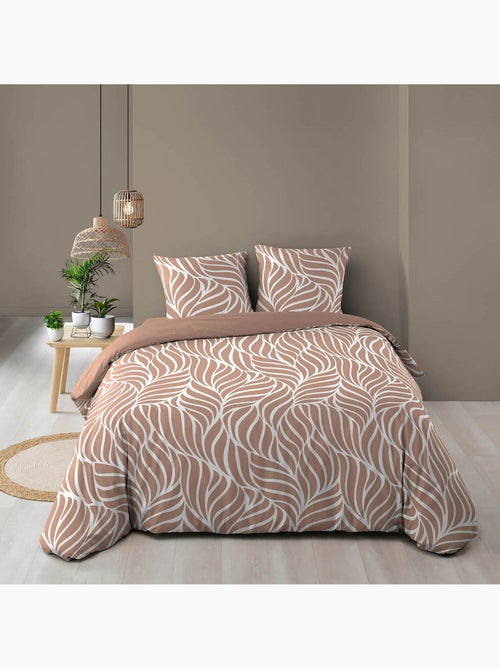 Parure de lit 3 pièces en coton feuille design housse + taies - Kiabi