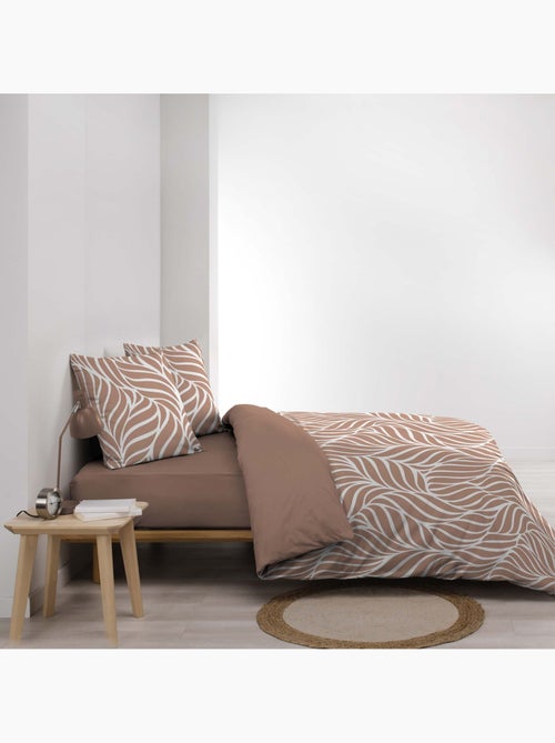 Parure de lit 3 pièces en coton feuille design housse + taies - Kiabi
