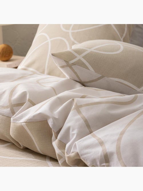 Parure de lit 3 pièces en coton relief trait design housse + taies - Kiabi