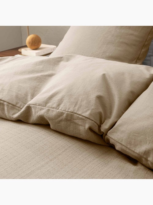 Parure de lit 3 pièces en coton tissage épais housse + taies - Kiabi