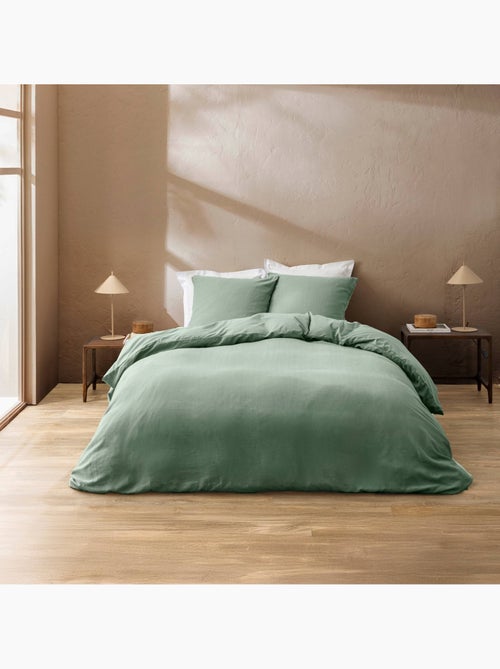 Parure de lit 3 pièces en coton tissage épais housse + taies - Kiabi