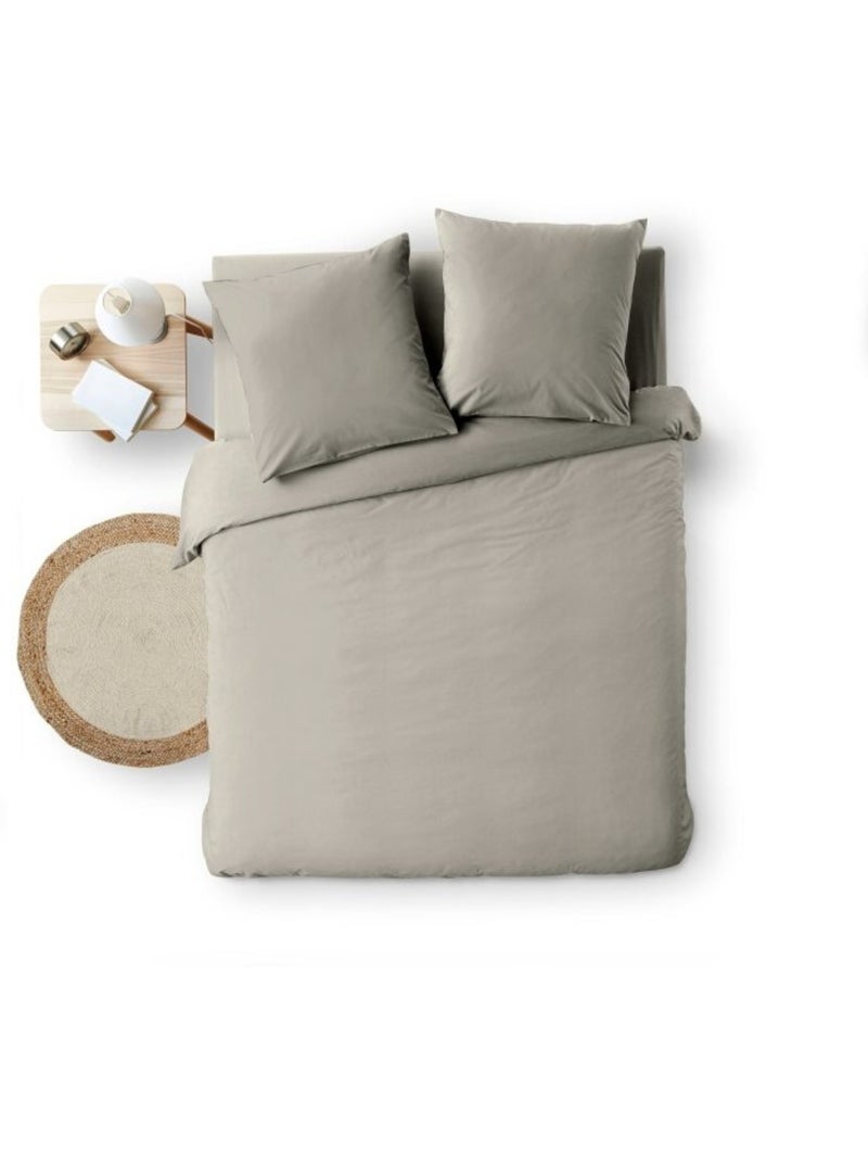 Parure de lit 3 pièces en fils teints lavés unis – meline gris anthracite - Kiabi