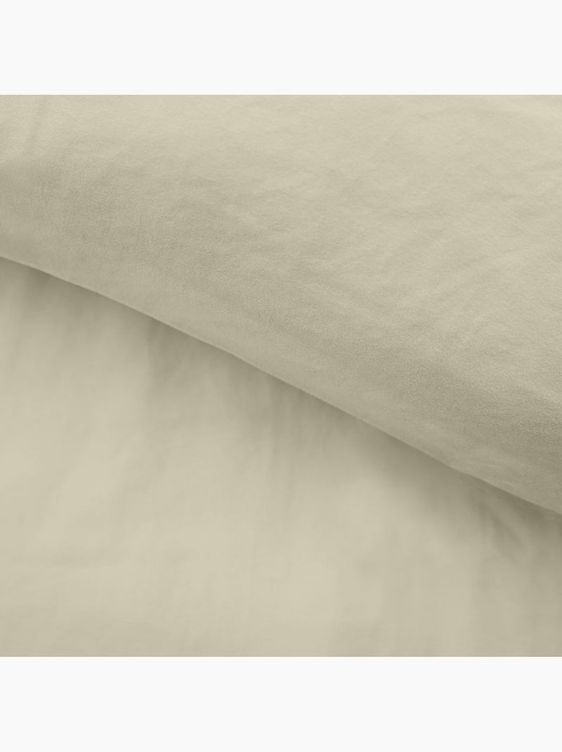 Parure de lit 3 pièces en microfibre unie lavée housse + taies Beige clair - Kiabi