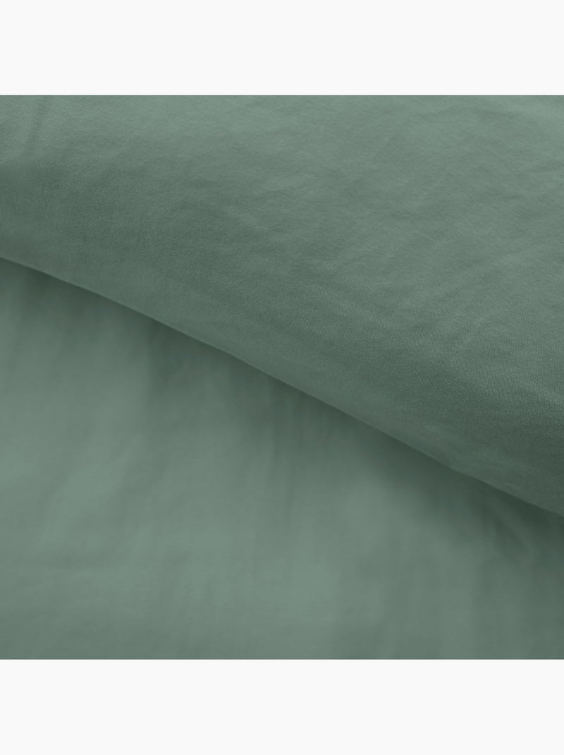 Parure de lit 3 pièces en microfibre unie lavée housse + taies Vert - Kiabi