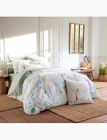 Parure de lit 3 pièces percale de coton 80 fils housse + taies