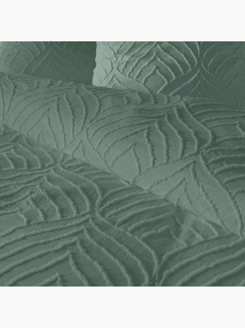 Parure de lit 3 pièces tufté Vert - Kiabi