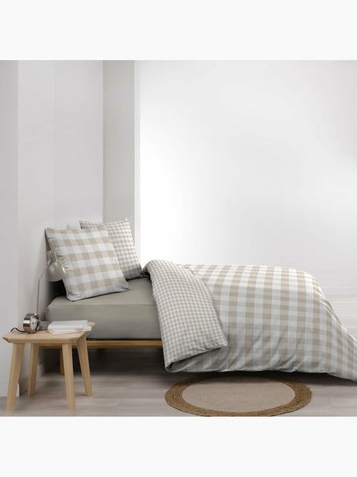 Parure de lit 3 pièces victorine – vichy coton 57 fils réversible - Kiabi
