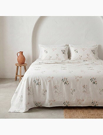 Parure de lit à motif floral, 100% coton.